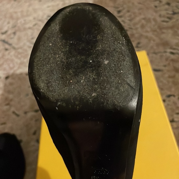 Vintage Fendi Suede Buckle Peep Toe Heels - Picture 8 of 9